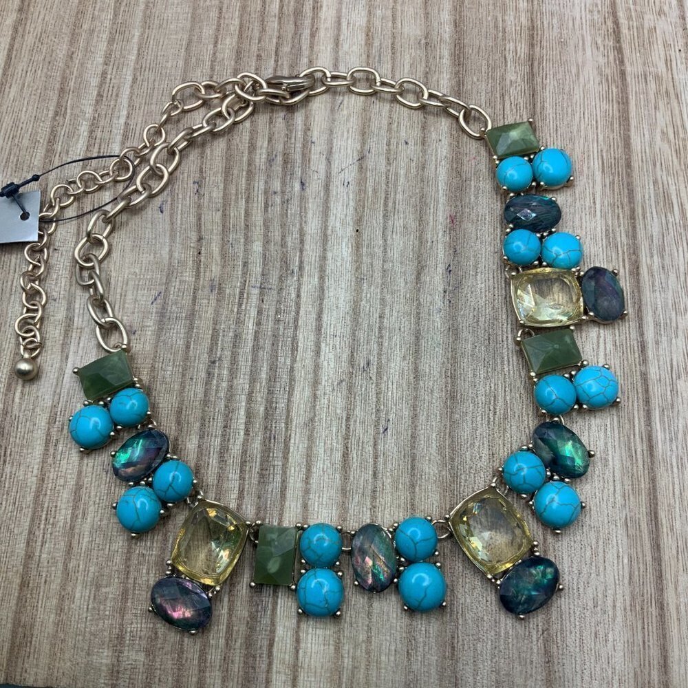 Chico's NWT Norran Turqouise Shell Resin Bib Necklace